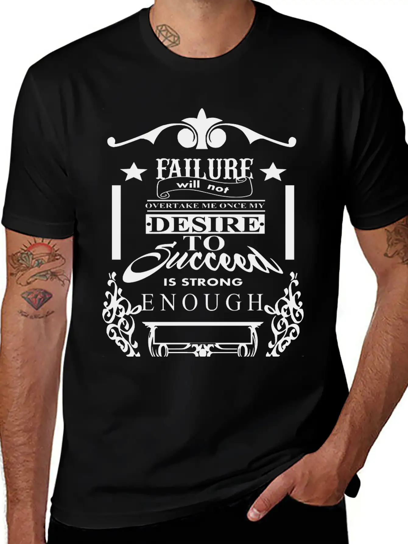 (failure_will_not_overtake_me) Unisex Short Sleeve Soft Cotton T-Shirt – Casual Everyday Wear