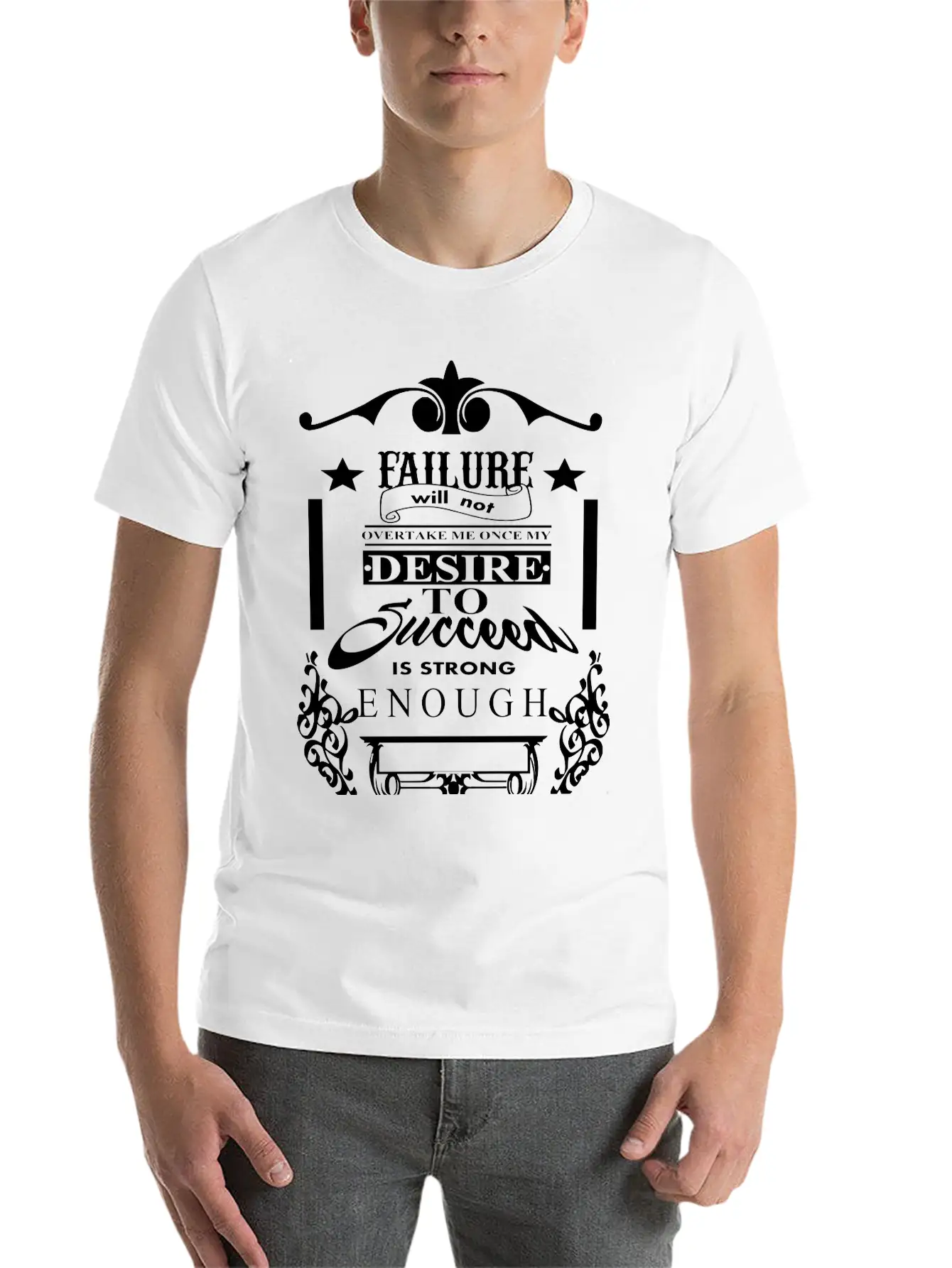 (failure_will_not_overtake_me) Unisex Short Sleeve Soft Cotton T-Shirt – Casual Everyday Wear
