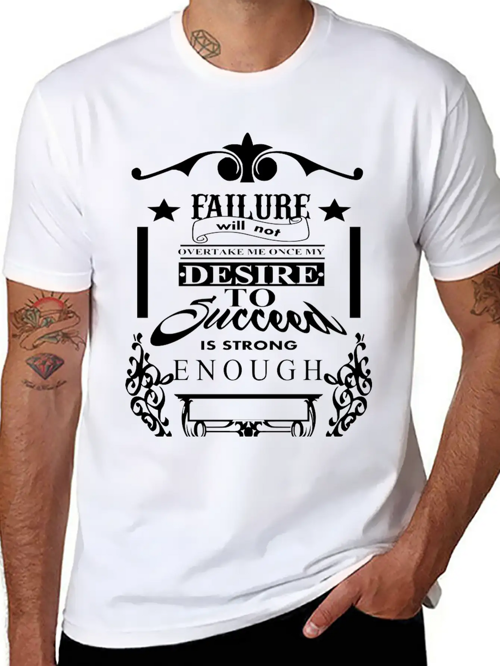 (failure_will_not_overtake_me) Unisex Short Sleeve Soft Cotton T-Shirt – Casual Everyday Wear