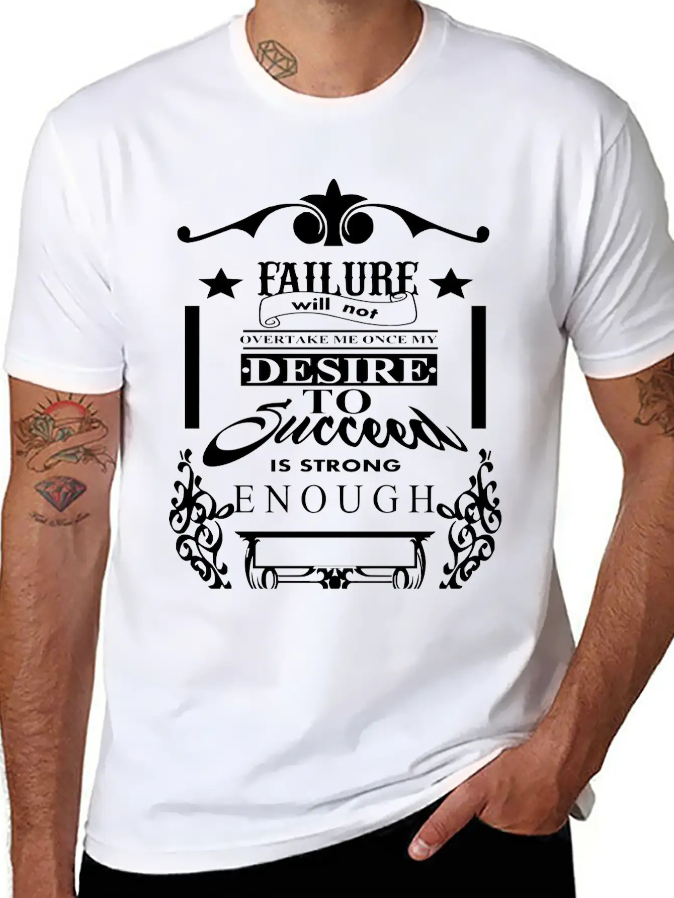 (failure_will_not_overtake_me) Unisex Short Sleeve Soft Cotton T-Shirt – Casual Everyday Wear