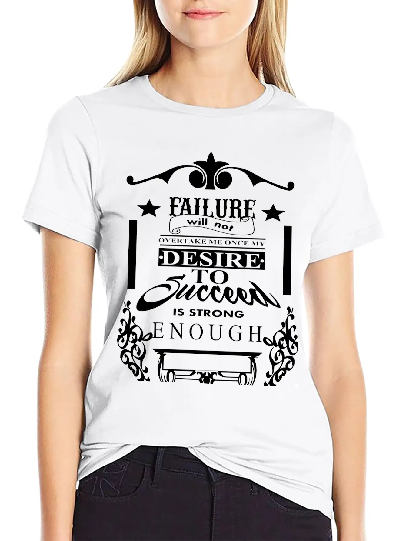 (failure_will_not_overtake_me) Unisex Short Sleeve Soft Cotton T-Shirt – Casual Everyday Wear