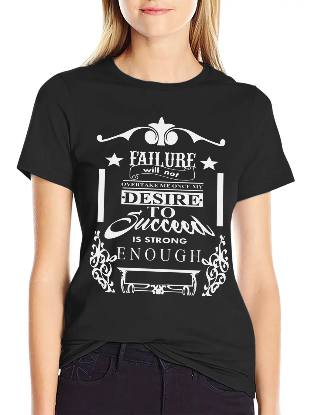 (failure_will_not_overtake_me) Unisex Short Sleeve Soft Cotton T-Shirt – Casual Everyday Wear