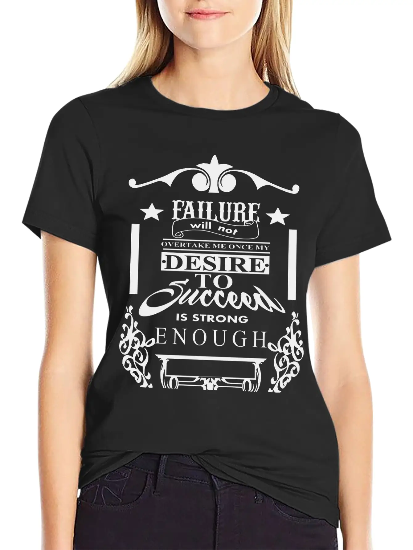 (failure_will_not_overtake_me) Unisex Short Sleeve Soft Cotton T-Shirt – Casual Everyday Wear