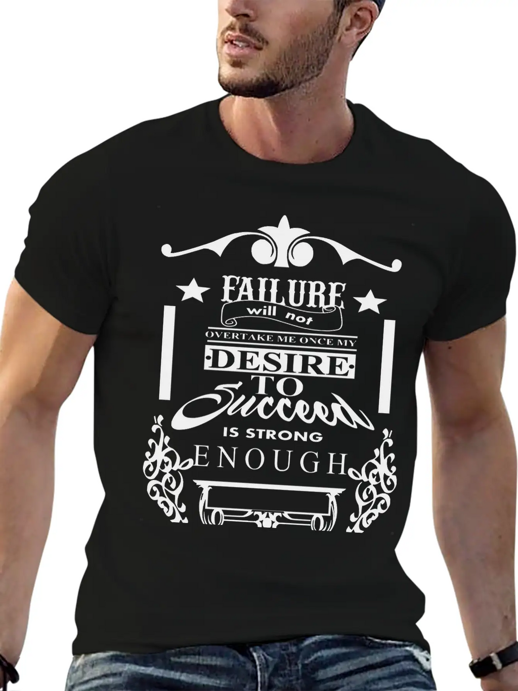 (failure_will_not_overtake_me) Unisex Short Sleeve Soft Cotton T-Shirt – Casual Everyday Wear