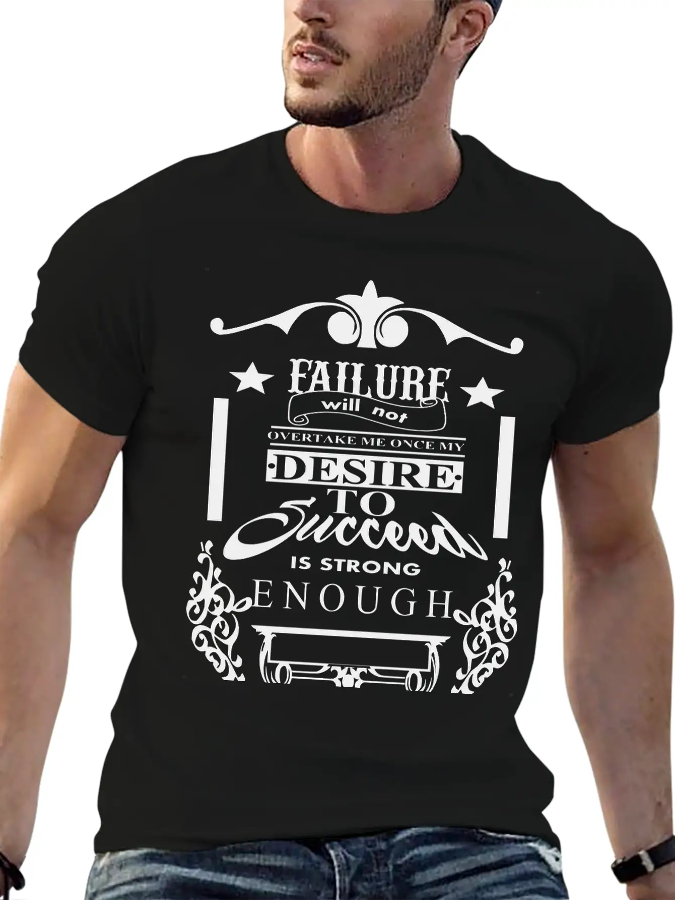 (failure_will_not_overtake_me) Unisex Short Sleeve Soft Cotton T-Shirt – Casual Everyday Wear