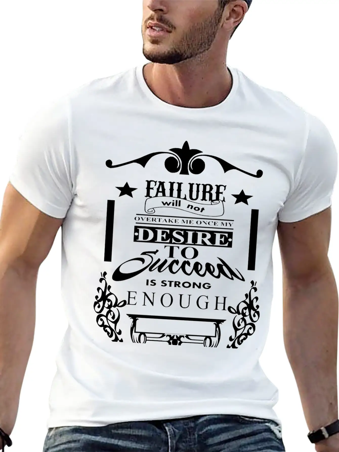 (failure_will_not_overtake_me) Unisex Short Sleeve Soft Cotton T-Shirt – Casual Everyday Wear