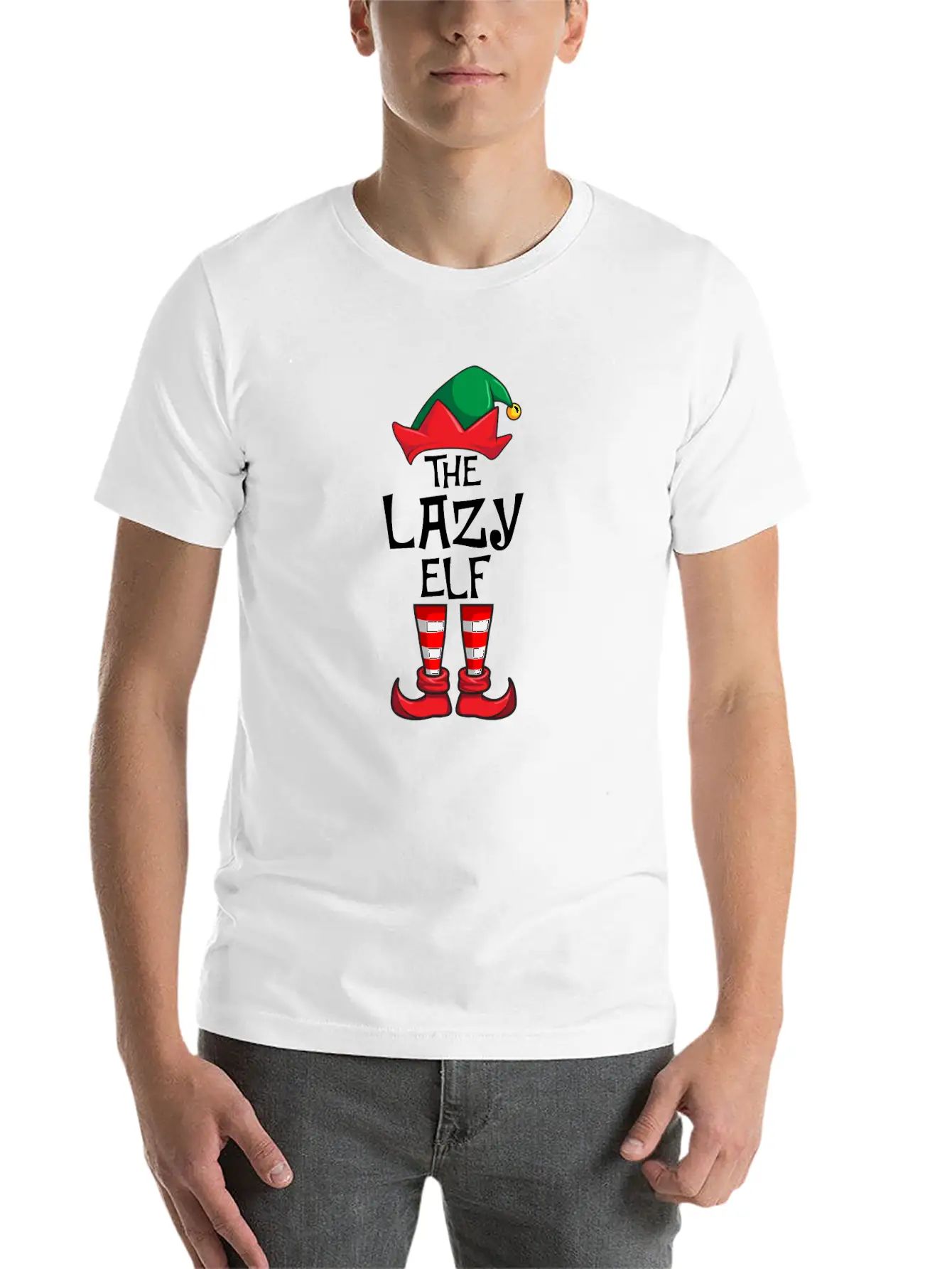 Lazy Elf Matching Family Christmas Unisex Casual T-Shirt – Clean Design For Daily Comfort