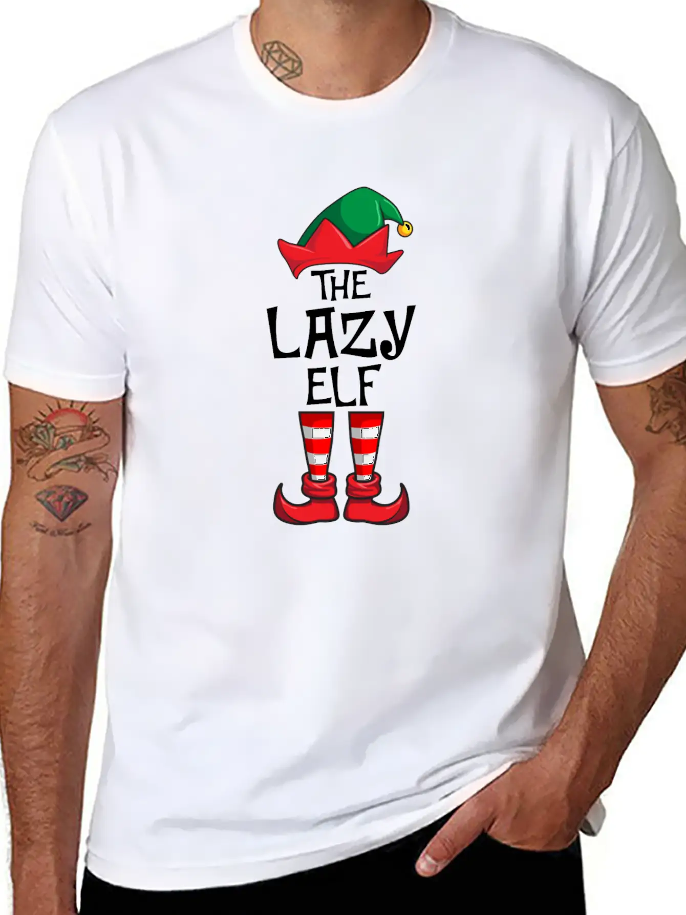 Lazy Elf Matching Family Christmas Unisex Casual T-Shirt – Clean Design For Daily Comfort