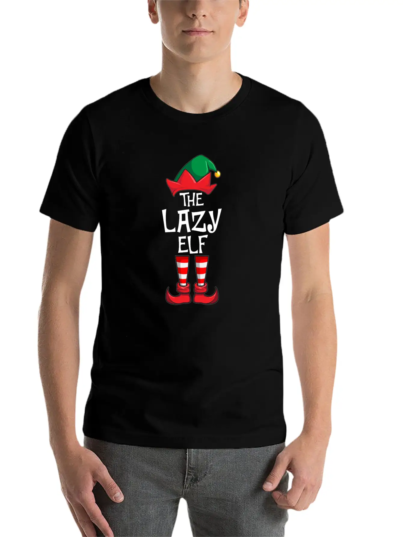 Lazy Elf Matching Family Christmas Unisex Casual T-Shirt – Clean Design For Daily Comfort