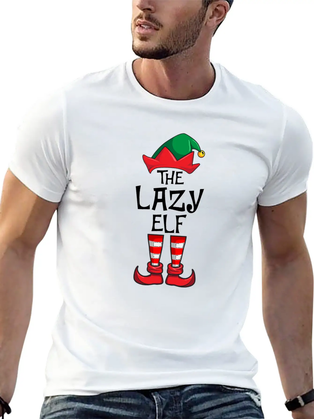 Lazy Elf Matching Family Christmas Unisex Casual T-Shirt – Clean Design For Daily Comfort