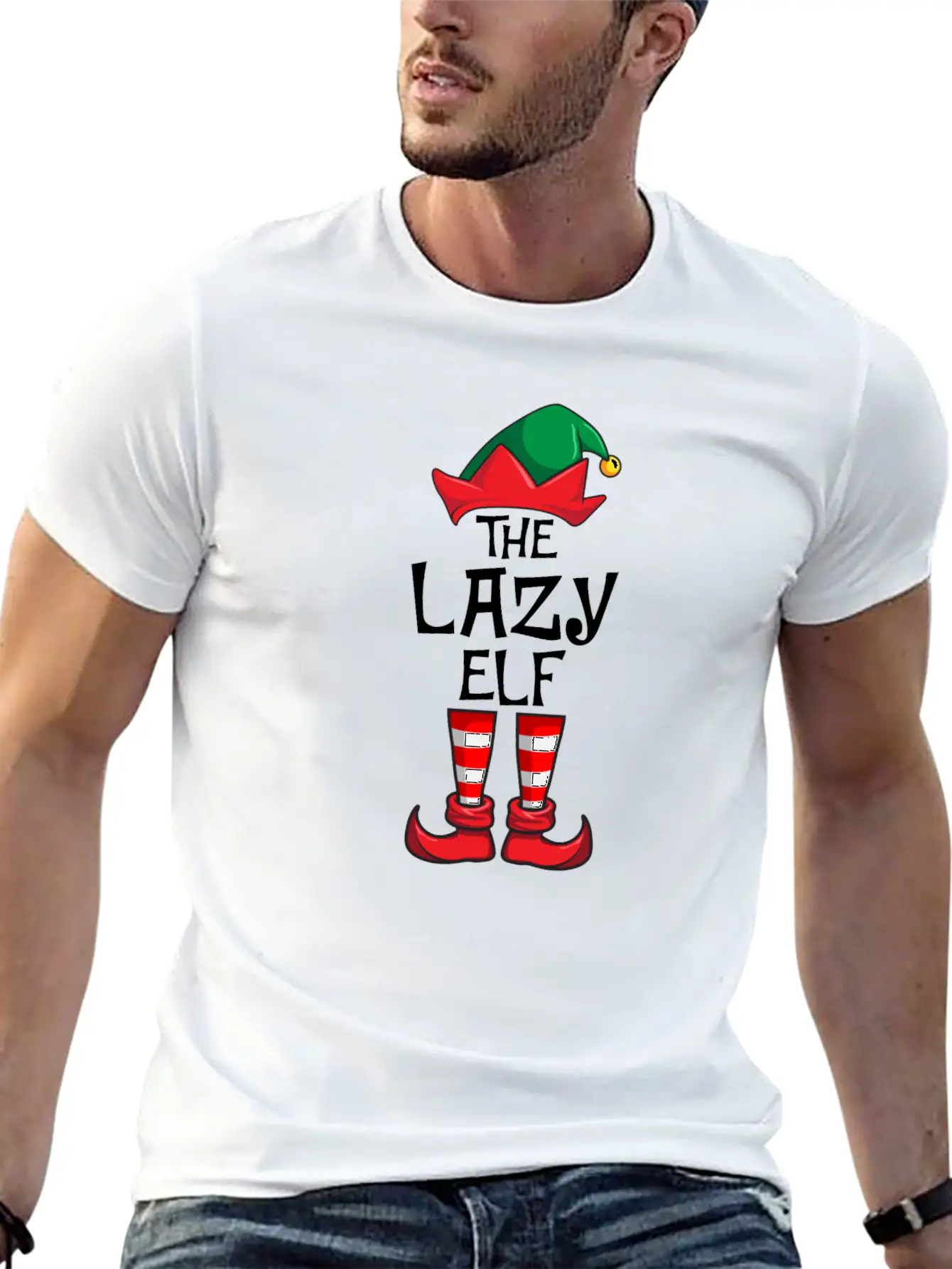 Lazy Elf Matching Family Christmas Unisex Casual T-Shirt – Clean Design For Daily Comfort