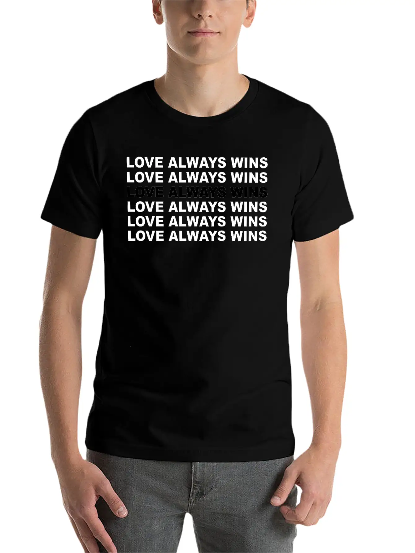 "Love Always Wins" Lettering | LGBTQ Pride Soft Cotton Short Sleeve Tee – Unisex Wardrobe Staple