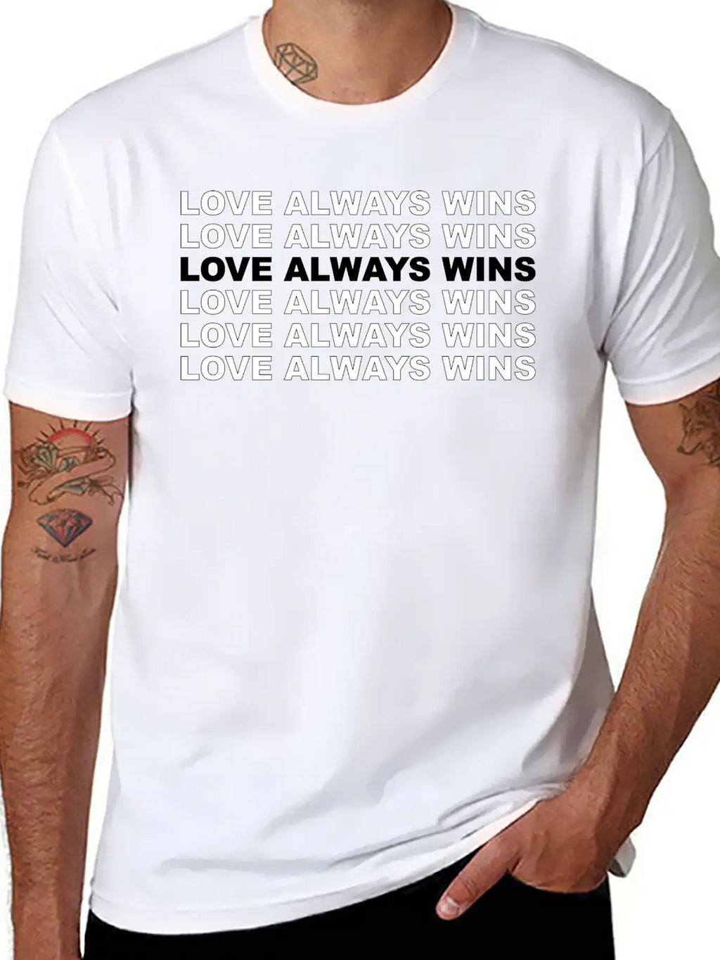 "Love Always Wins" Lettering | LGBTQ Pride Soft Cotton Short Sleeve Tee – Unisex Wardrobe Staple
