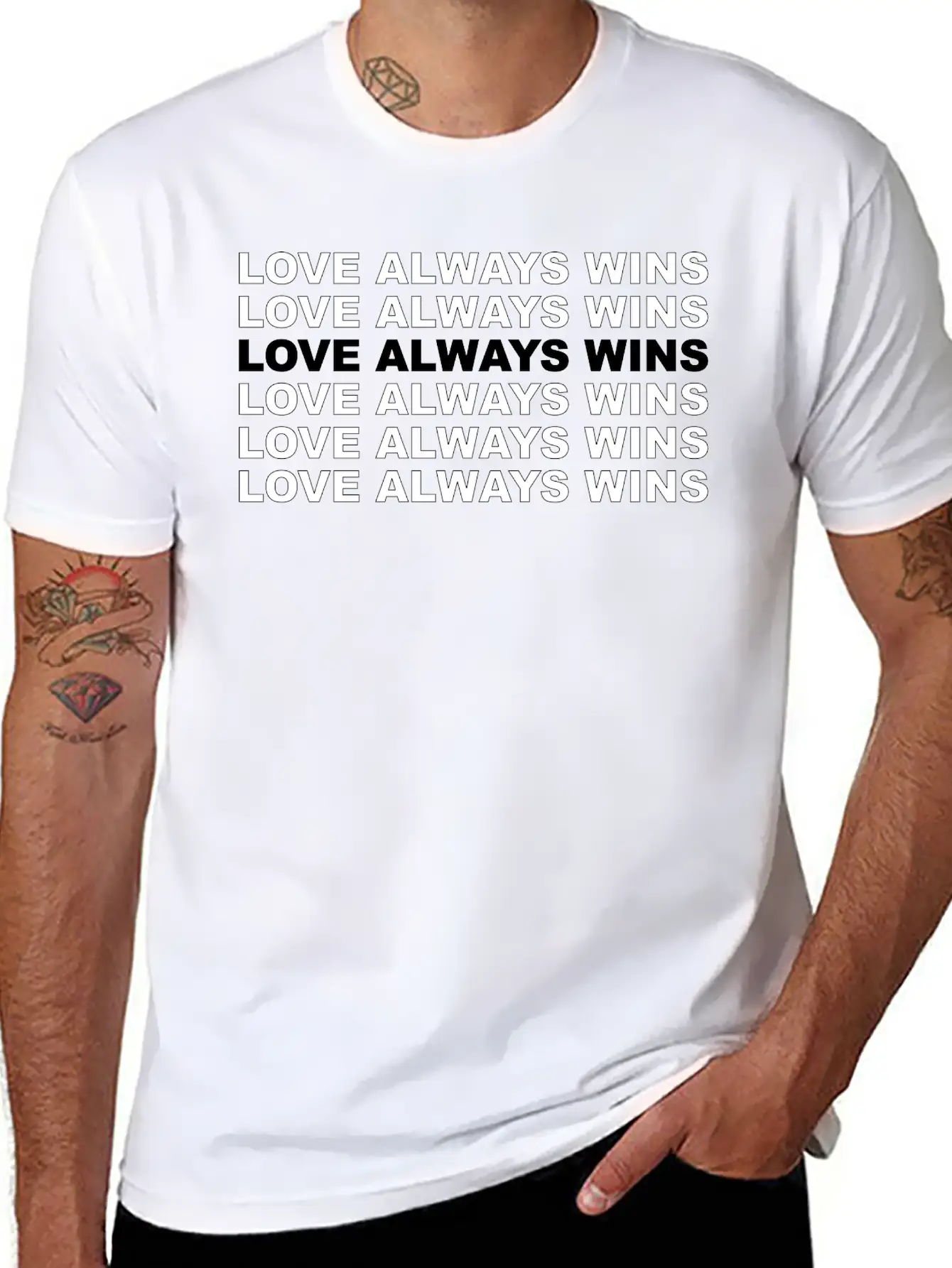 "Love Always Wins" Lettering | LGBTQ Pride Soft Cotton Short Sleeve Tee – Unisex Wardrobe Staple