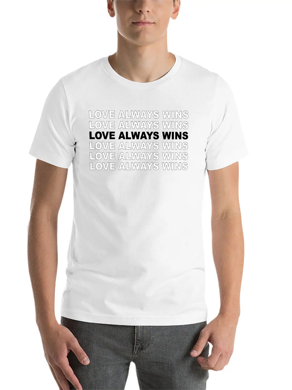 "Love Always Wins" Lettering | LGBTQ Pride Soft Cotton Short Sleeve Tee – Unisex Wardrobe Staple