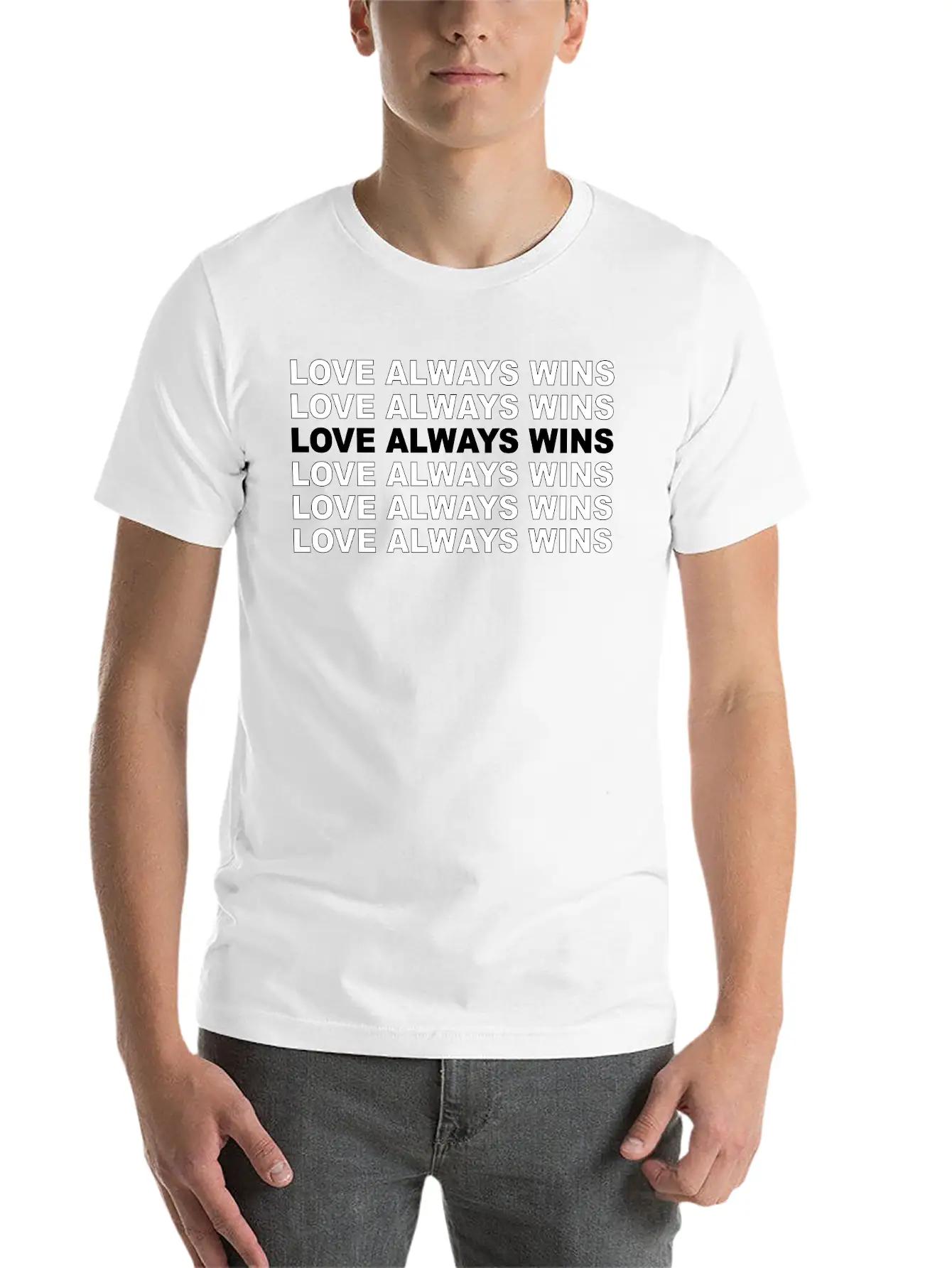 "Love Always Wins" Lettering | LGBTQ Pride Soft Cotton Short Sleeve Tee – Unisex Wardrobe Staple