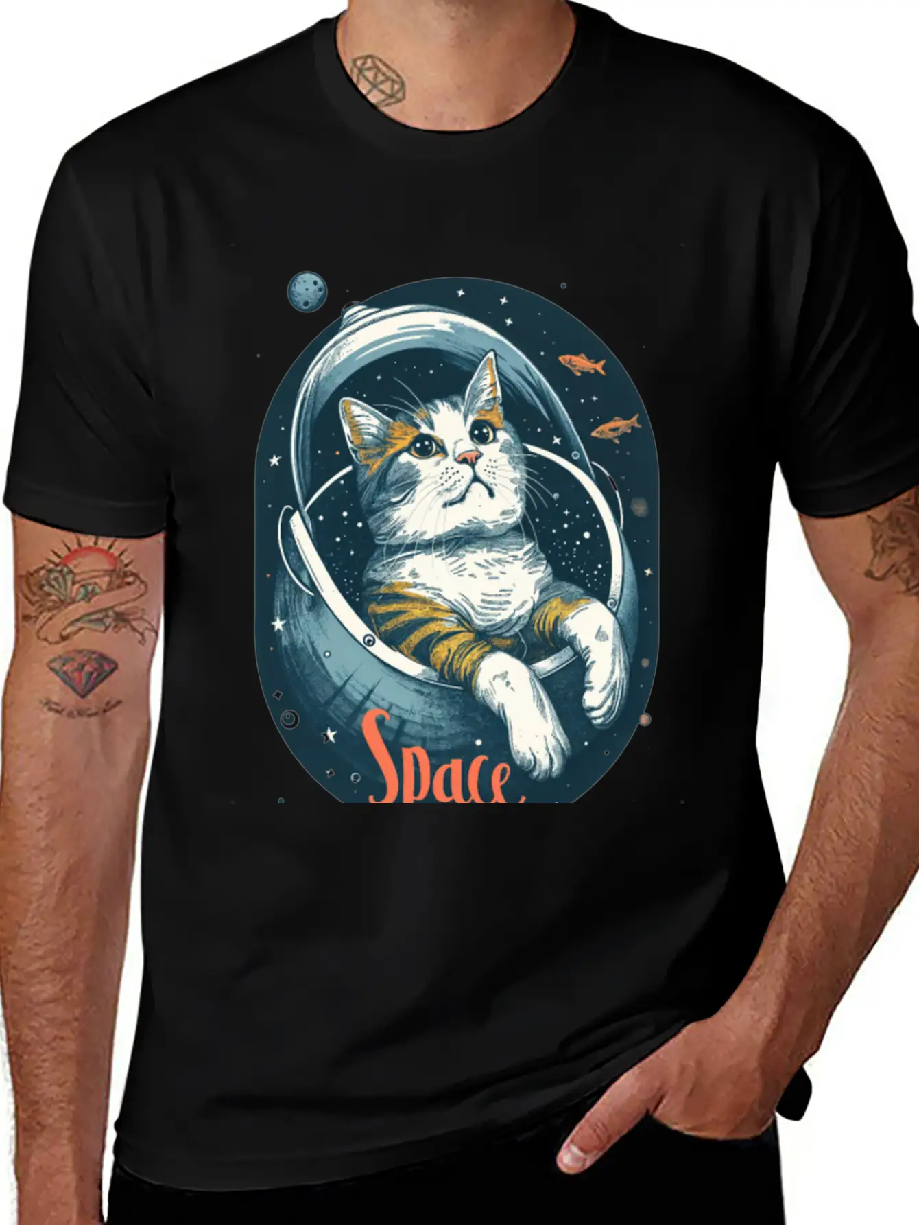 "Space Cat - Cosmic Adventure Design" Essential Unisex Summer Tee – Soft Cotton Casual Fit