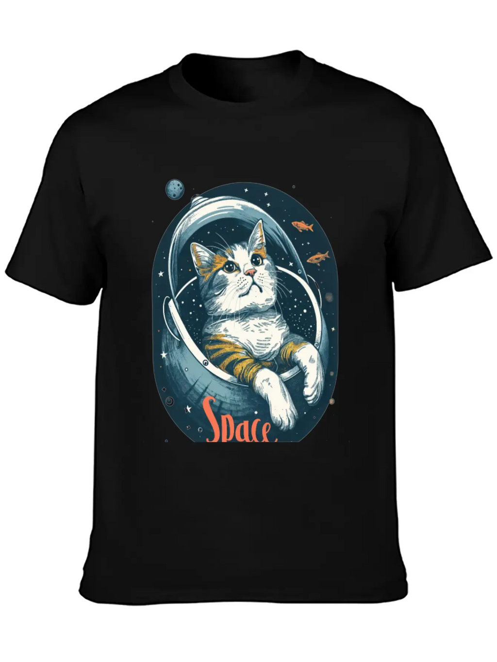 "Space Cat - Cosmic Adventure Design" Essential Unisex Summer Tee – Soft Cotton Casual Fit