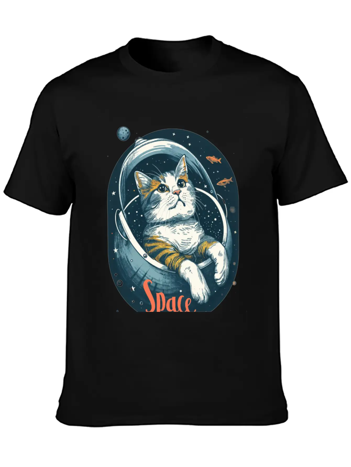 "Space Cat - Cosmic Adventure Design" Essential Unisex Summer Tee – Soft Cotton Casual Fit