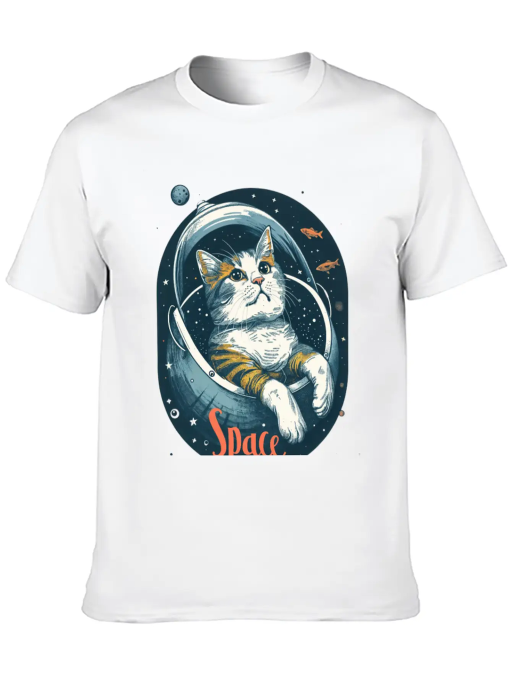 "Space Cat - Cosmic Adventure Design" Essential Unisex Summer Tee – Soft Cotton Casual Fit