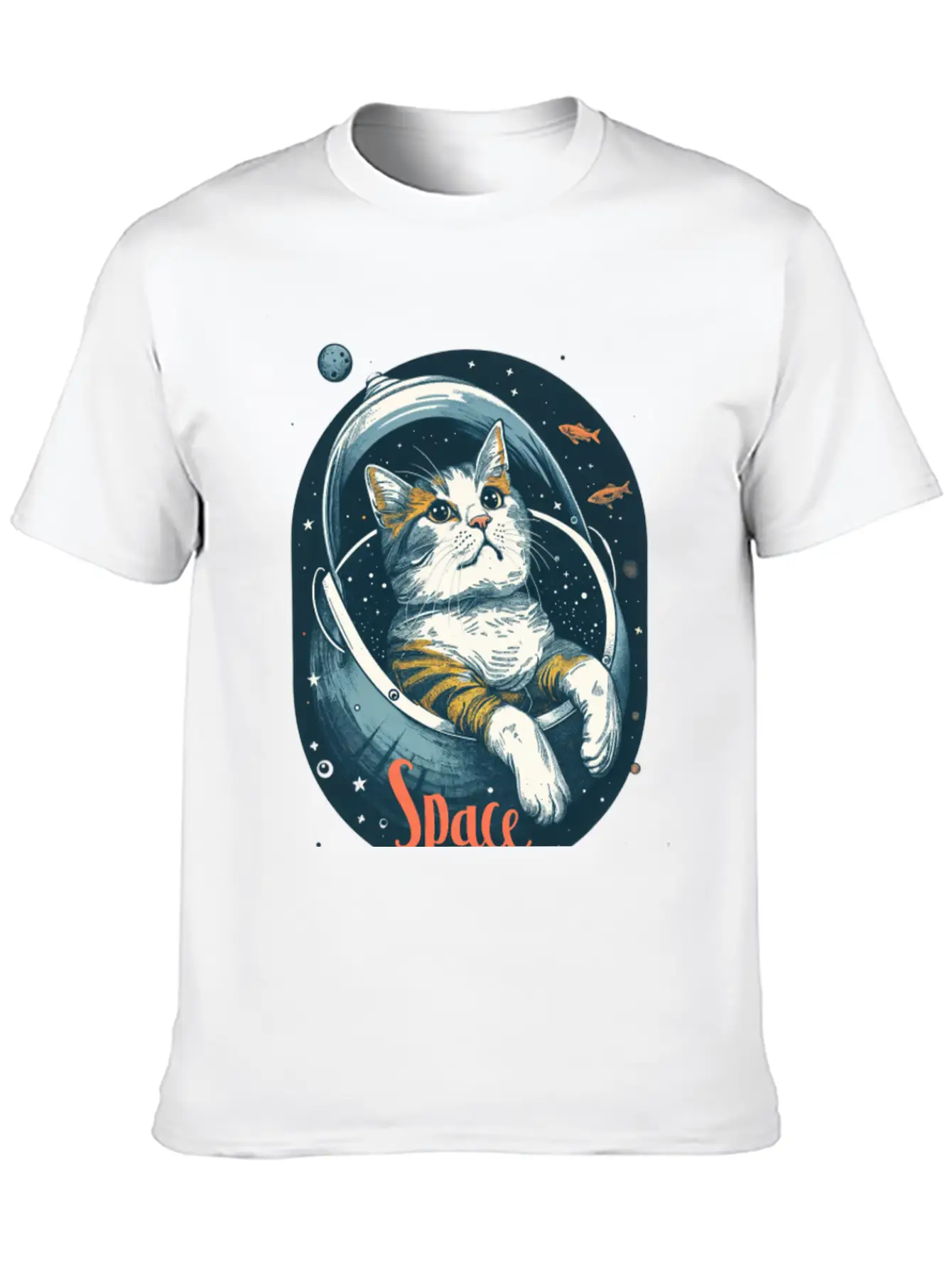 "Space Cat - Cosmic Adventure Design" Essential Unisex Summer Tee – Soft Cotton Casual Fit