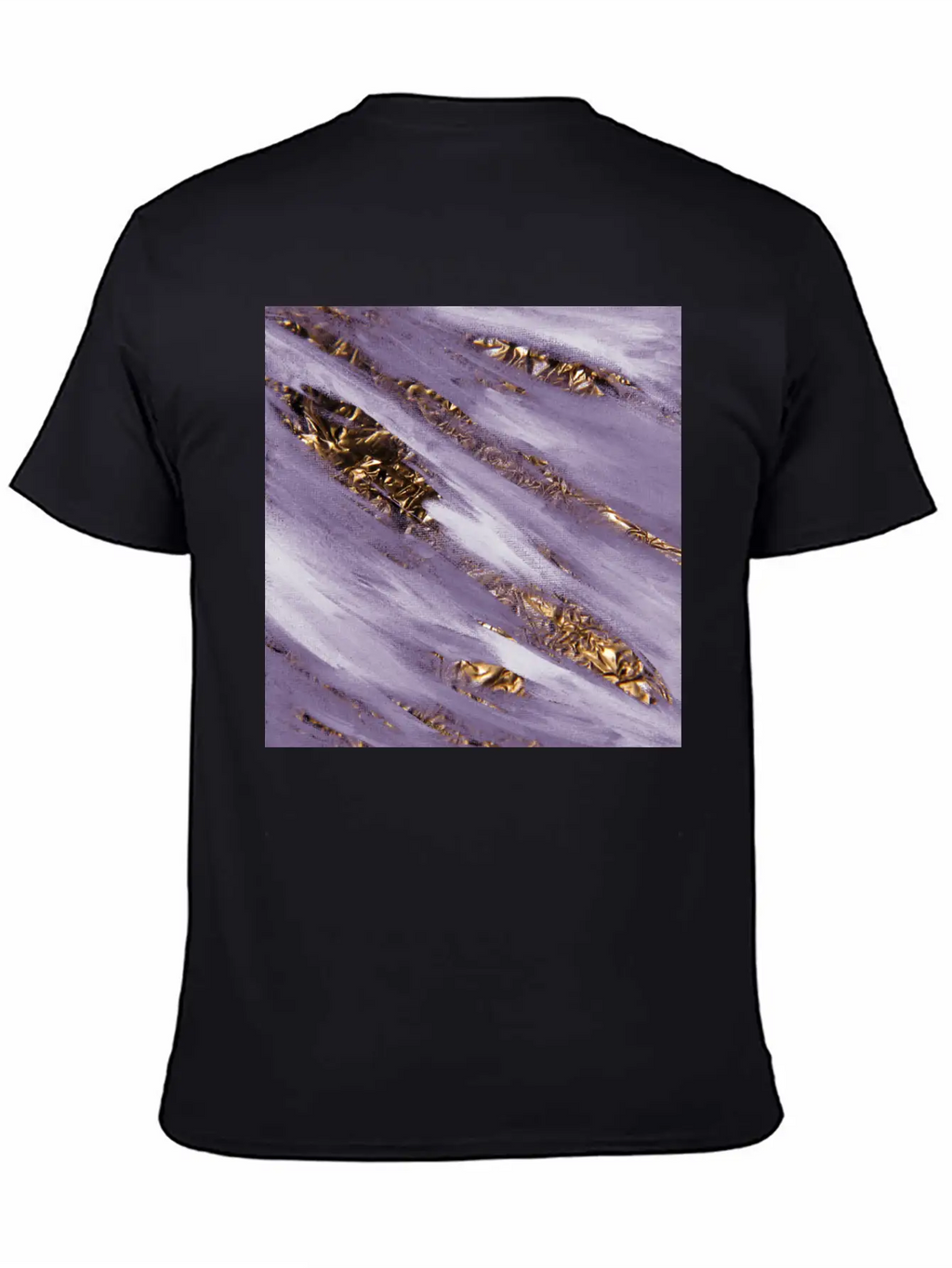 Violet Paint Brushstrokes Gold Foil Unisex Casual T-Shirt – Clean Design For Daily Comfort
