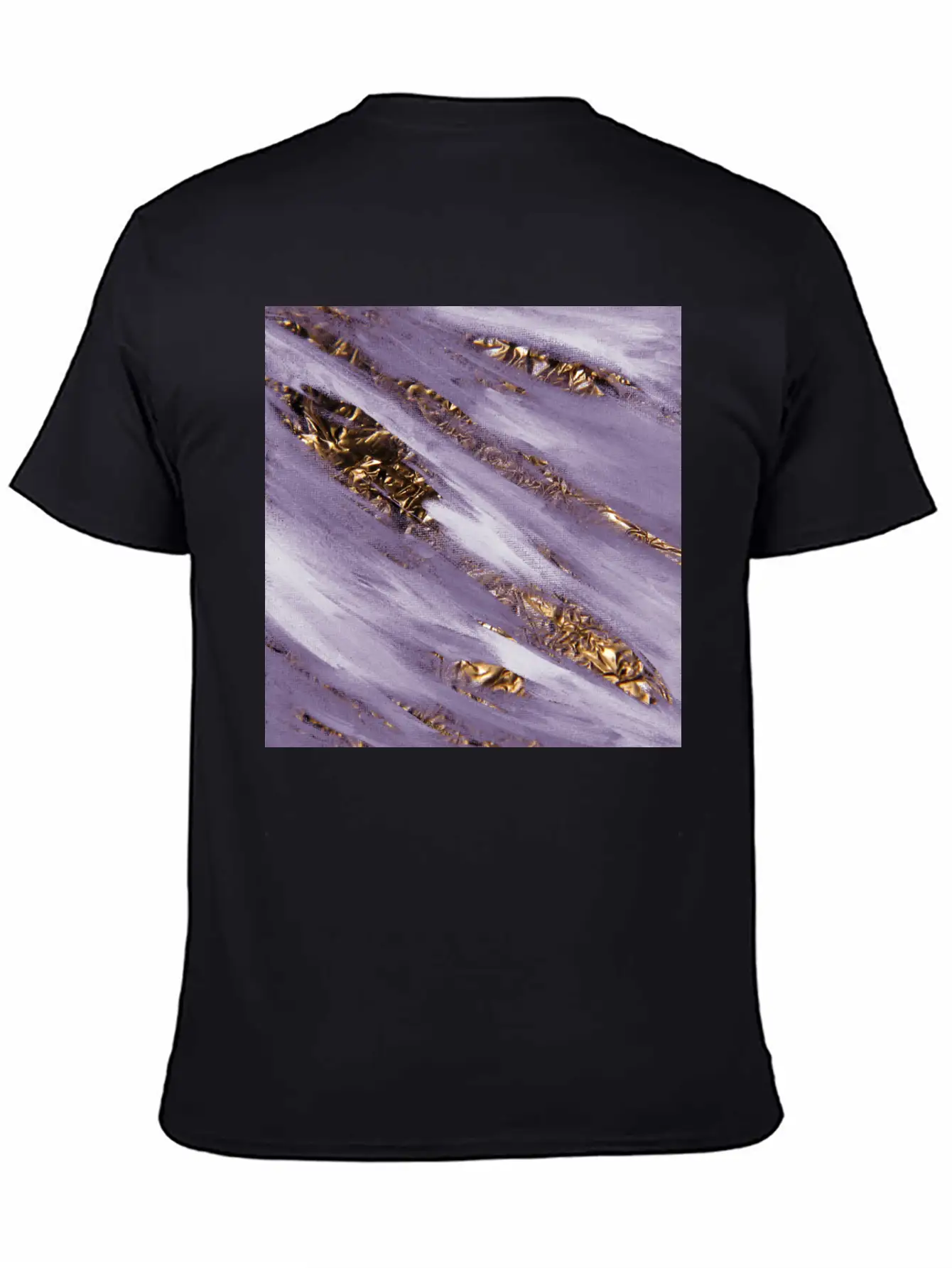 Violet Paint Brushstrokes Gold Foil Unisex Casual T-Shirt – Clean Design For Daily Comfort