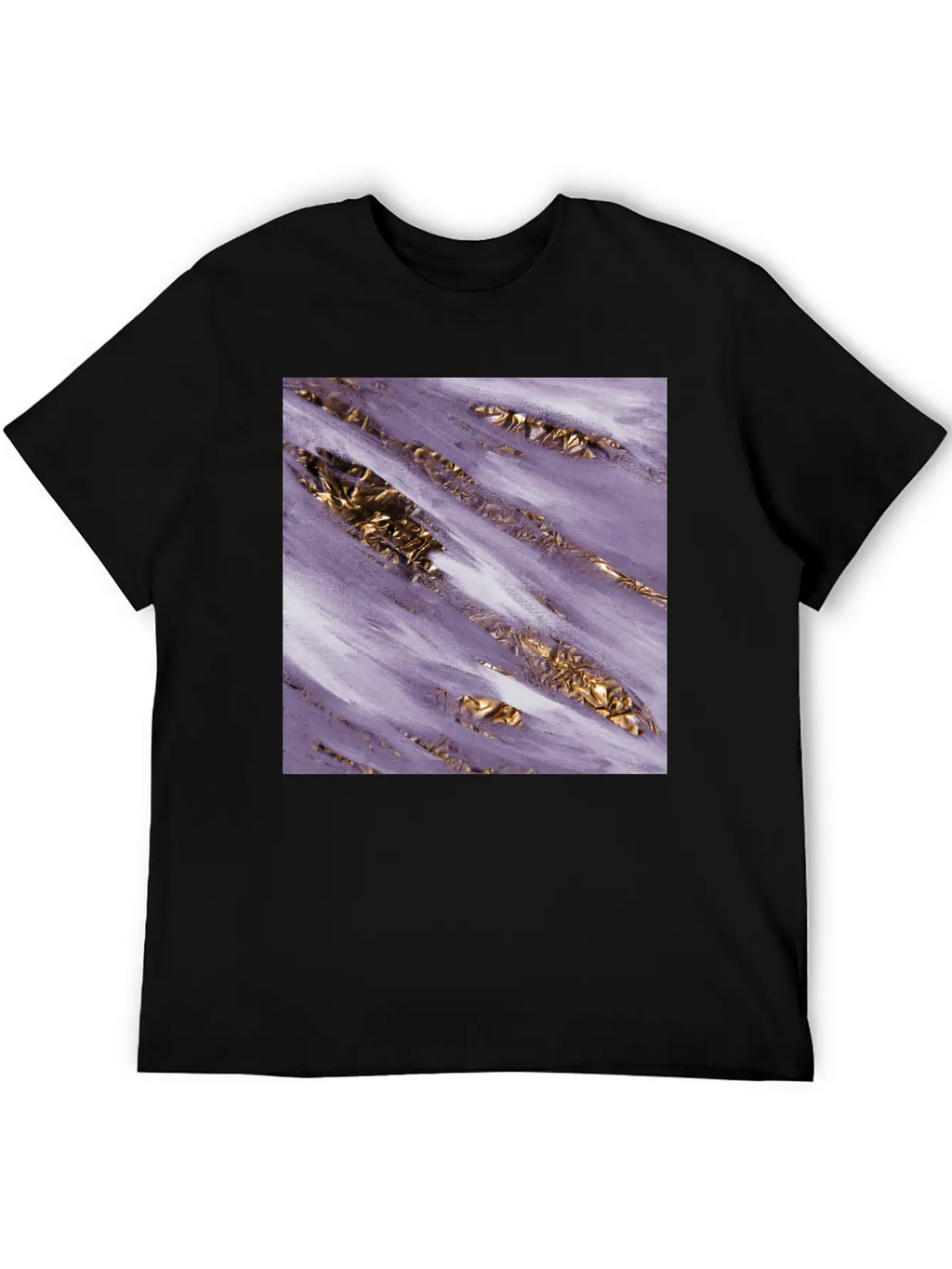 Violet Paint Brushstrokes Gold Foil Unisex Casual T-Shirt – Clean Design For Daily Comfort