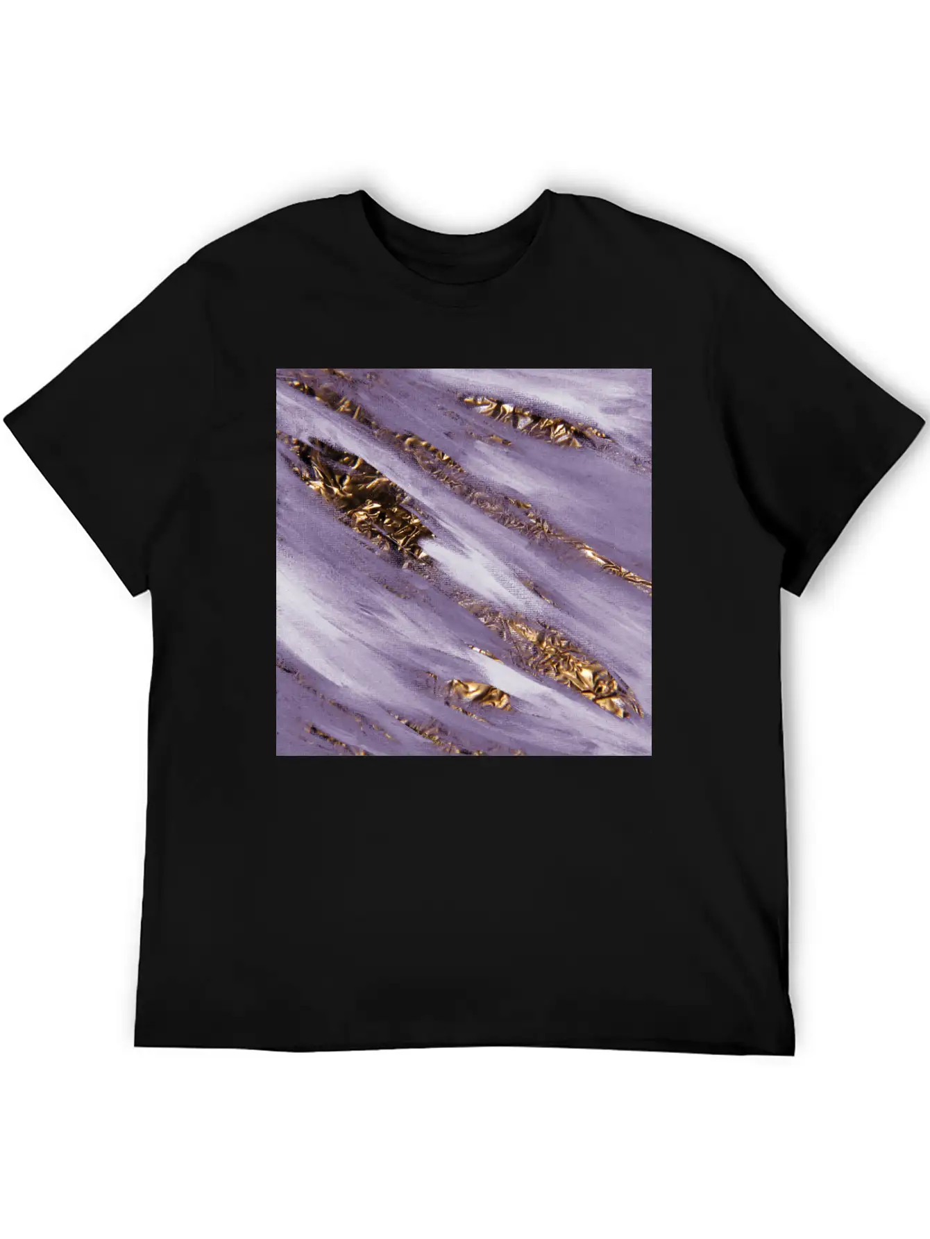 Violet Paint Brushstrokes Gold Foil Unisex Casual T-Shirt – Clean Design For Daily Comfort