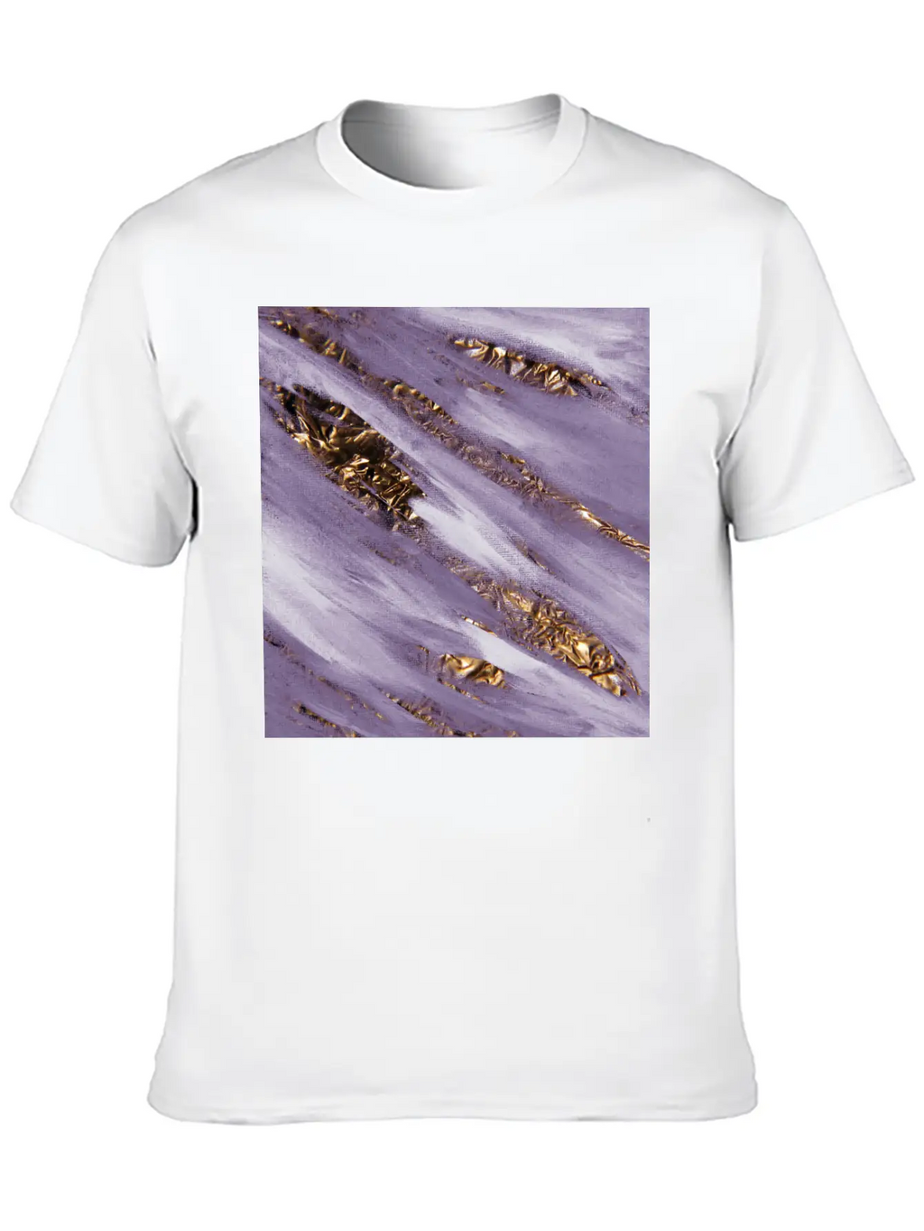 Violet Paint Brushstrokes Gold Foil Unisex Casual T-Shirt – Clean Design For Daily Comfort