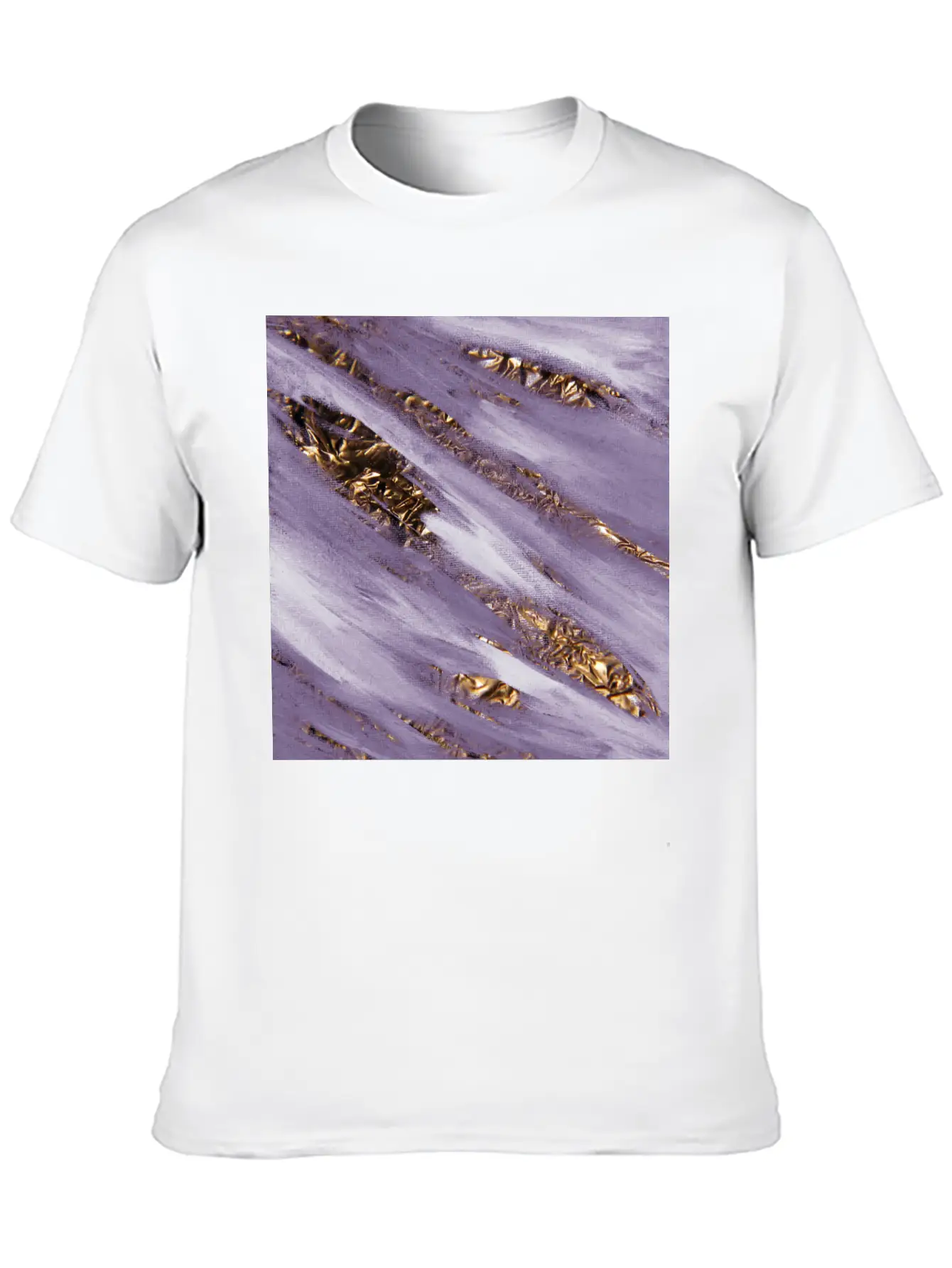 Violet Paint Brushstrokes Gold Foil Unisex Casual T-Shirt – Clean Design For Daily Comfort
