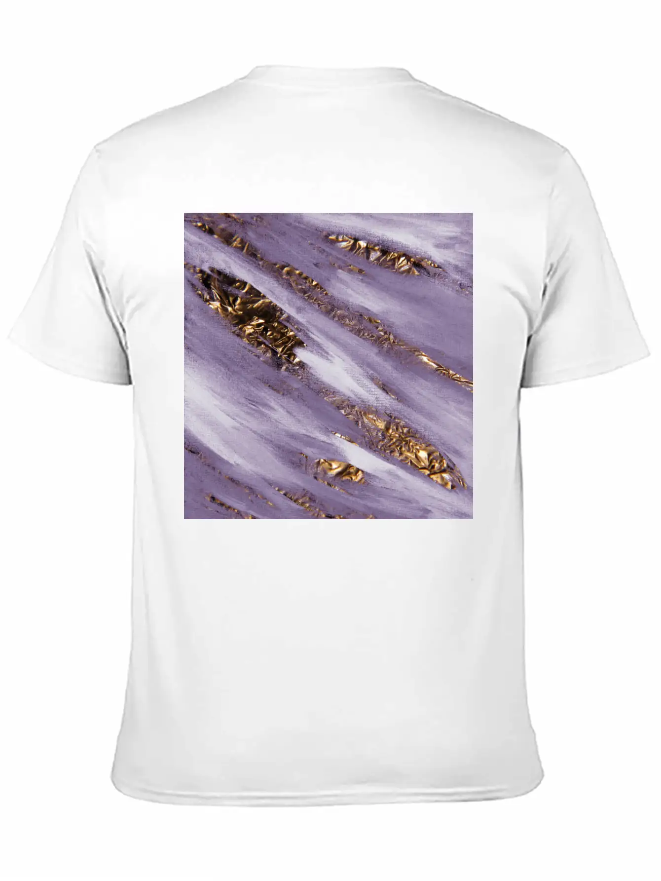 Violet Paint Brushstrokes Gold Foil Unisex Casual T-Shirt – Clean Design For Daily Comfort