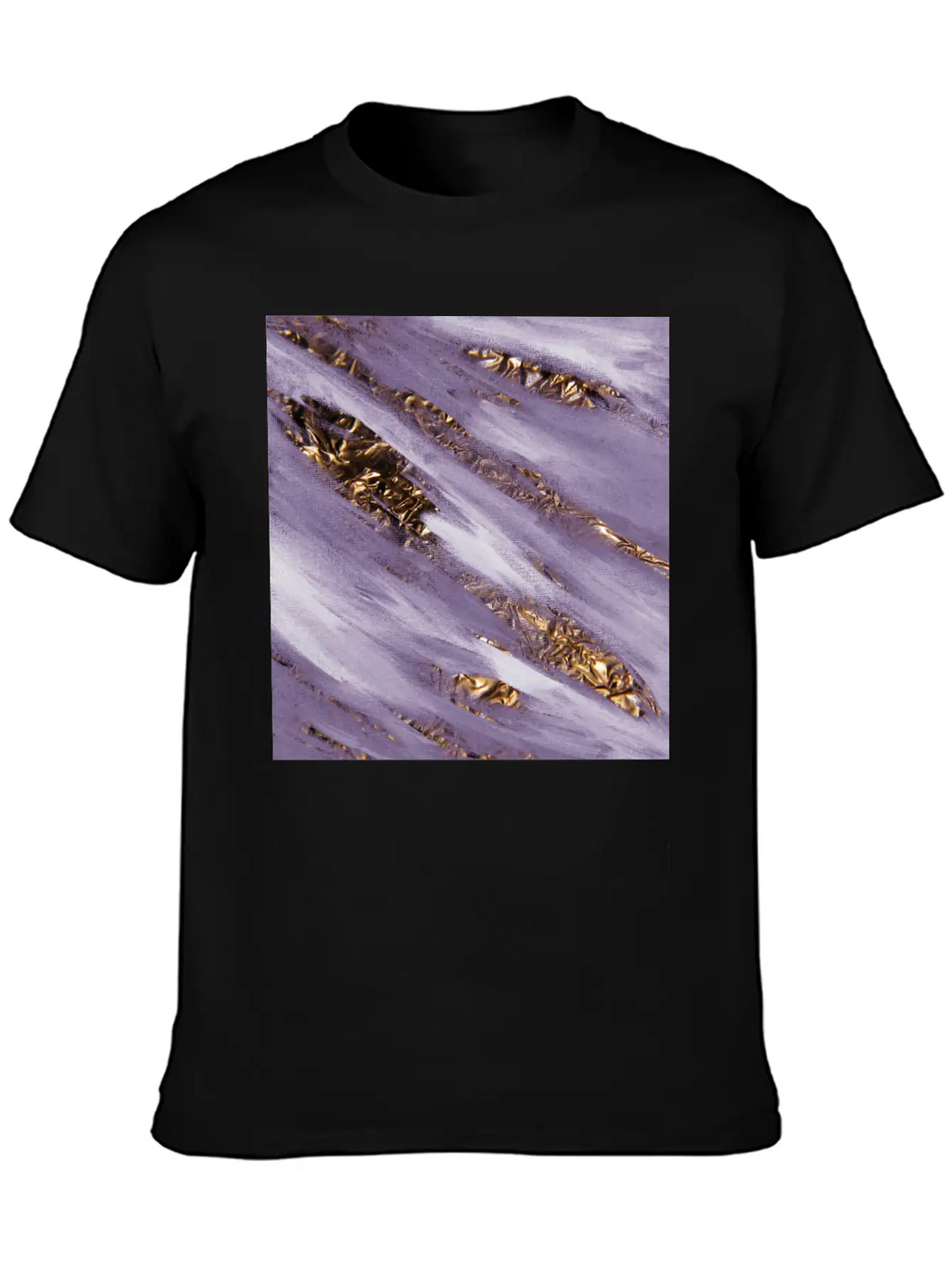 Violet Paint Brushstrokes Gold Foil Unisex Casual T-Shirt – Clean Design For Daily Comfort