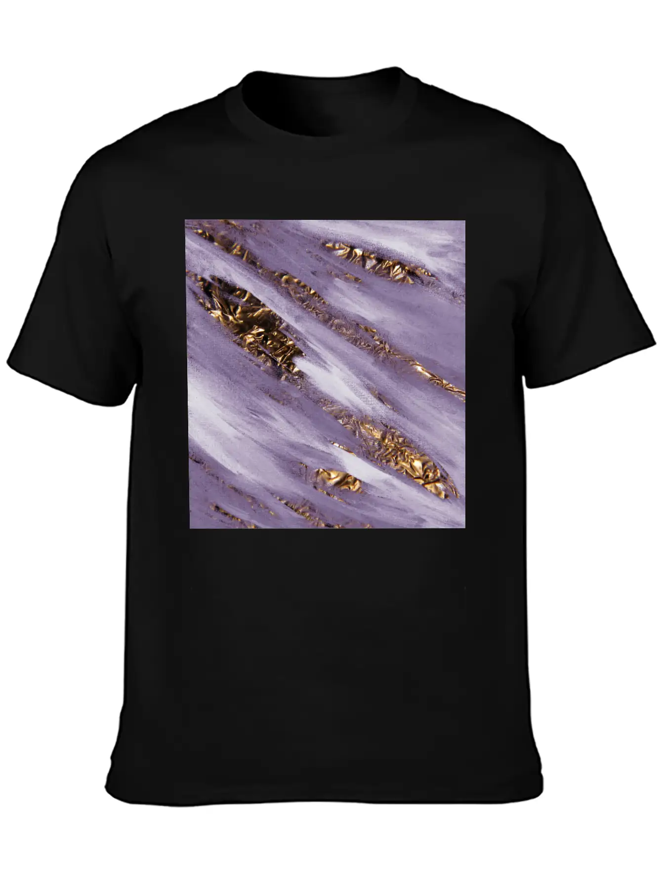 Violet Paint Brushstrokes Gold Foil Unisex Casual T-Shirt – Clean Design For Daily Comfort