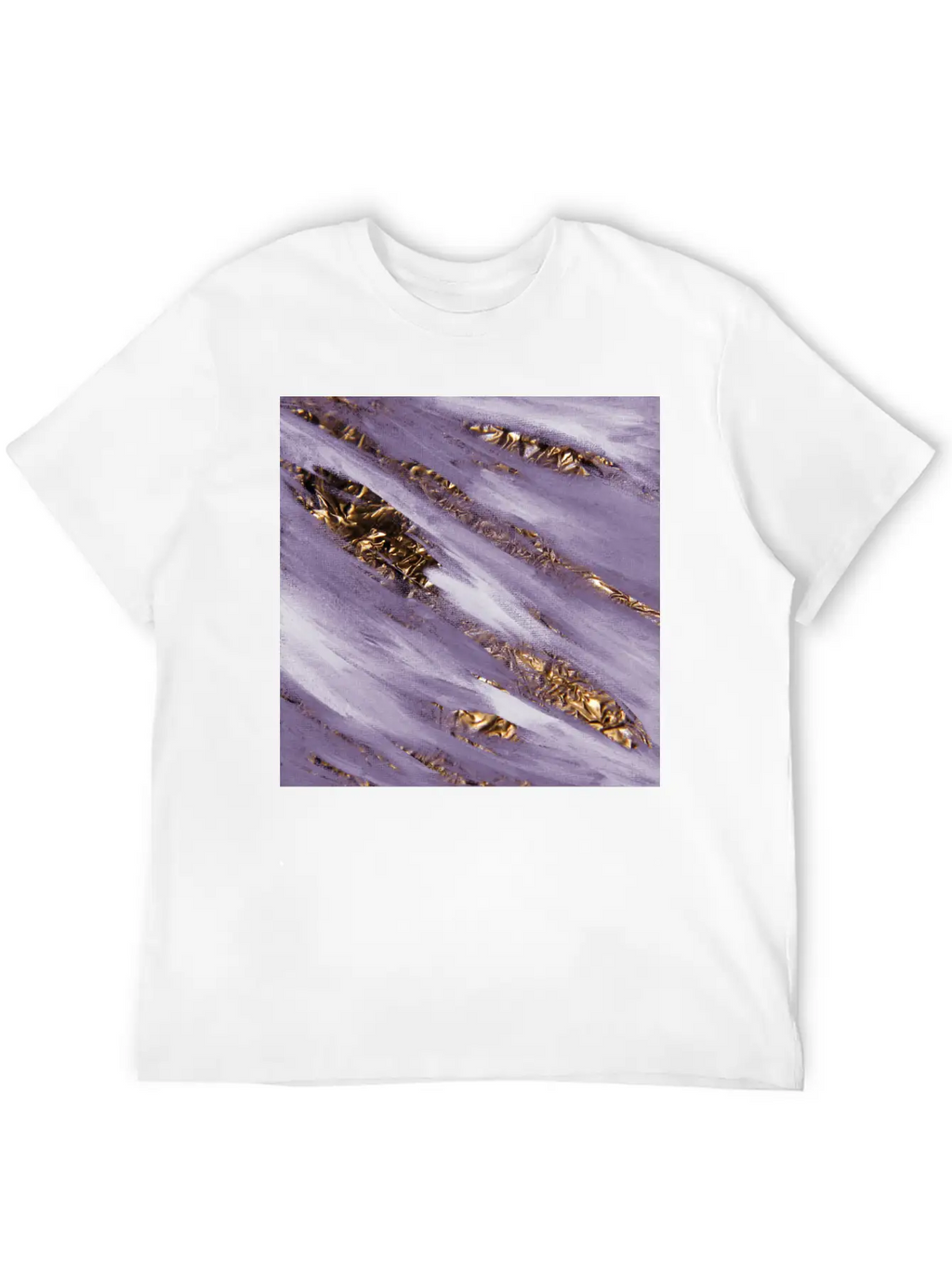 Violet Paint Brushstrokes Gold Foil Unisex Casual T-Shirt – Clean Design For Daily Comfort